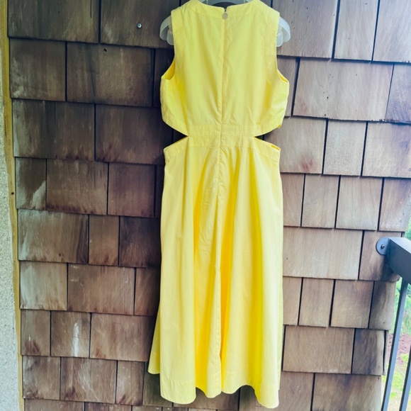 Women’s Sleeveless Cutout Poplin A - Line Midi Dress Size L Light - Yellow - Picture 13 of 16